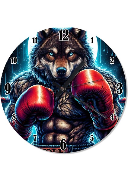 Boksör Kurt Şekilli Duvar Saati