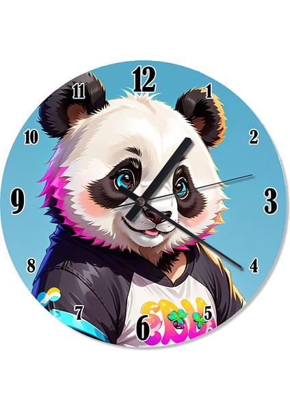 Sevimli Panda Dekoratif Duvar Saati