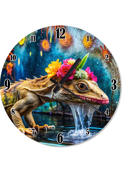 Su Içen Kertenkele Tasarım Duvar Saati