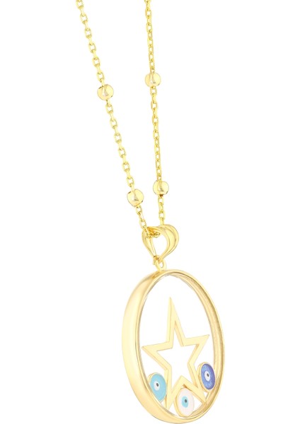 925 Ayar Gümüş Cam Içinde Nazar Boncuklu Şans Yıldız Kolye 10 Gram Zincir 60 cm fırsatları