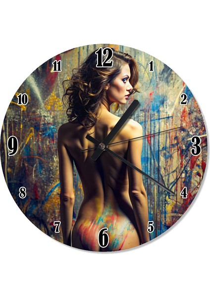 Nü Kadın Desenli Duvar Saati