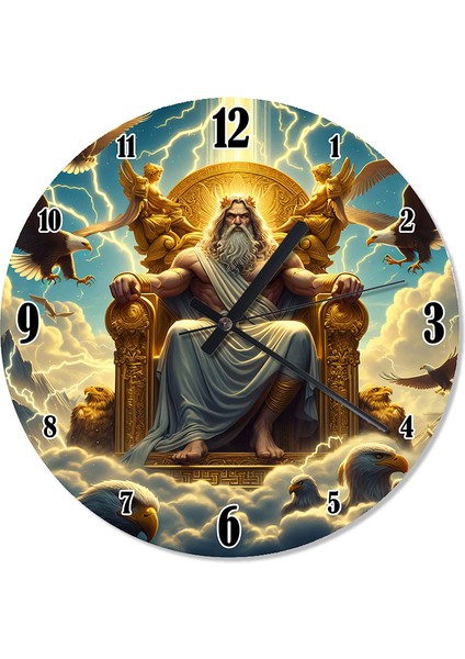 Zeus ve Kartallar Retro Duvar Saati Duvar Saati