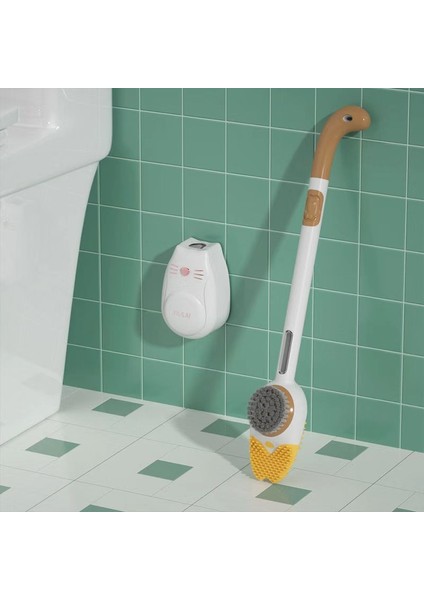 Sarı Stil Hafif Lüks Kedi Artı Sıvı Tuvalet Fırçası Uzun Saplı Ev Duvara Monte Banyo Ölü Köşesi Olmadan Silikon Fırça (Yurt Dışından)