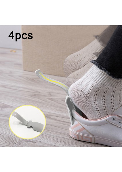 Gri Tarzı 4 Adet Saplı Ayakkabı Çekeceği Kaldırma Yardımcısı Plastik Ayakkabı Çekeceği Yardımcısı Tembel Ayakkabı Yardımcısı Ayakkabı Kaldırıcı Kolay Açma-Kapama Yaratıcı Ev Aleti (Yurt Dışından)