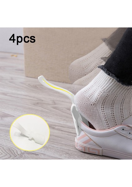 Beyaz Stil 4 Adet Saplı Ayakkabı Çekeceği Kaldırma Yardımcısı Plastik Ayakkabı Çekeceği Yardımcısı Tembel Ayakkabı Yardımcısı Ayakkabı Kaldırıcı Kolay Açma-Kapama Yaratıcı Ev Aleti (Yurt Dışından)
