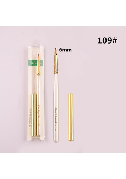 G-B344-109 Stili 16 Stil Beyaz Ahşap Tırnak Resim Fırçası Astar Süsleyen Fan Tasarım Akrilik Düz Kristal Boyama Çizim Oyma Kalem (Yurt Dışından)