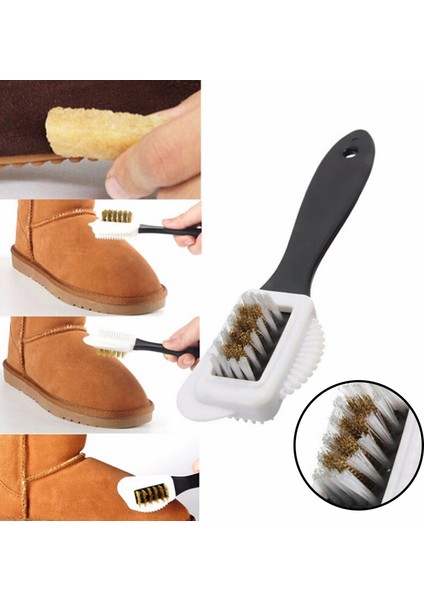 Siyah Stil 3 Yan Temizleme Ayakkabı Fırçası Plastape Ayakkabı Temizleyici Süet Kar Botu Deri Ayakkabı Ev Temizlik Araçları Aksesuarları (Yurt Dışından)