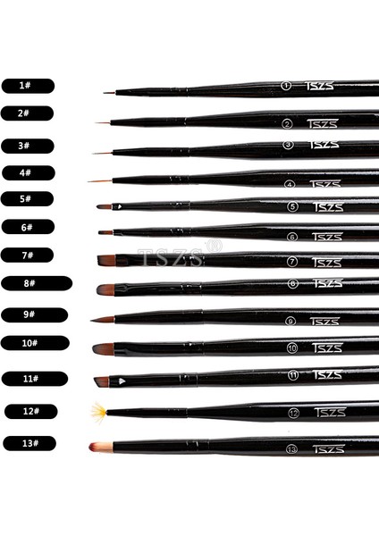 No.9 Stili 1 Adetlot Pinceau Tırnak Sanat Fırçaları Tırnak Jel Manikür Astar Boyama Siyah Kalem Fırça Çizgili Akrilik Degrade Gölge Uv Jel (Yurt Dışından) modelleri