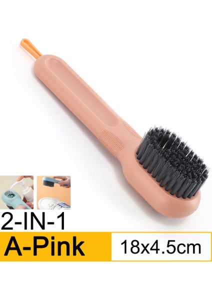 A-Pembe Tarzı Yeni Çok Fonksiyonlu Ayakkabı Fırçası Yumuşak Kıllı Sıvı Dolu Yıkama Ayakkabı Temizleme Aracı Elbise Panosu Temiz Bulaşık Mutfak Aksesuarları (Yurt Dışından)