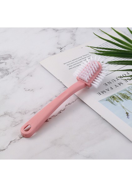 Pembe Tarzı Ev Ayakkabı Yıkama Fırçası Beş Yan Fırça Çok Fonksiyonlu Çamaşır Fırçası Beyaz Ayakkabı Yaka Temizleme Fırçası Uzun Saplı Fırçalar (Yurt Dışından)