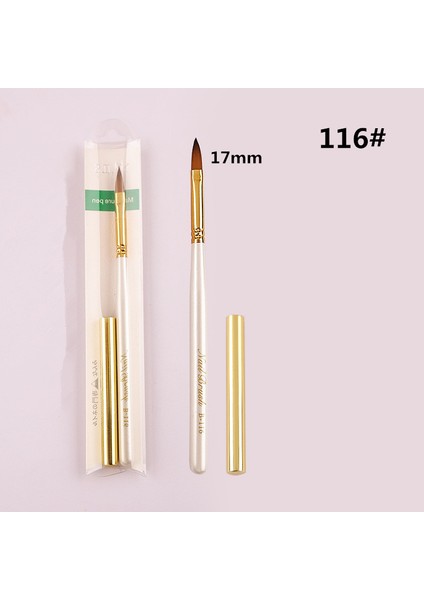 G-B344-116 Tarzı 16 Stil Beyaz Ahşap Tırnak Resim Fırçası Astar Süsleyen Fan Tasarım Akrilik Düz Kristal Boyama Çizim Oyma Kalem (Yurt Dışından)