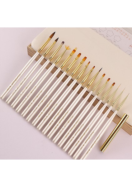 G-B344-116 Tarzı 16 Stil Beyaz Ahşap Tırnak Resim Fırçası Astar Süsleyen Fan Tasarım Akrilik Düz Kristal Boyama Çizim Oyma Kalem (Yurt Dışından) indirimleri