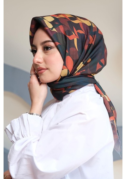 Yaprak Desen Sarı Pamuk Eşarp