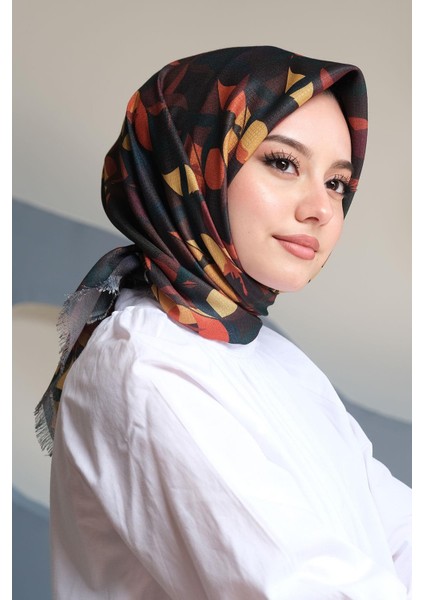 Yaprak Desen Sarı Pamuk Eşarp