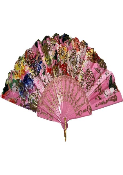 Yelpaze Şık Serinletici 877-10 Yaldızlı Pembe Yelpaze