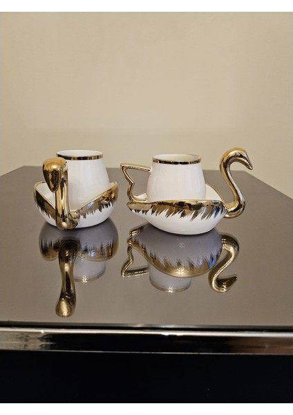 Kuğulu Gold Beyaz Fincan 2'li Set fiyatları