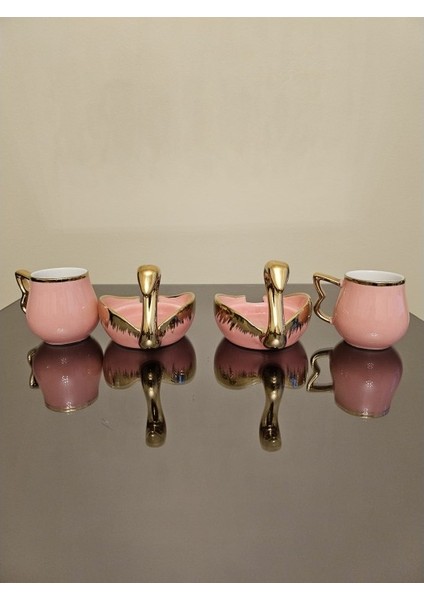 Kuğulu Gold Pembe Fincan 2'li Set fiyatları