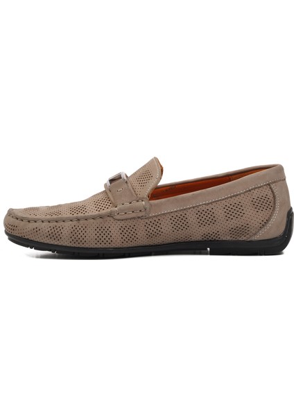 152-11087 Koyu Bej Deri Erkek Loafer Ayakkabı