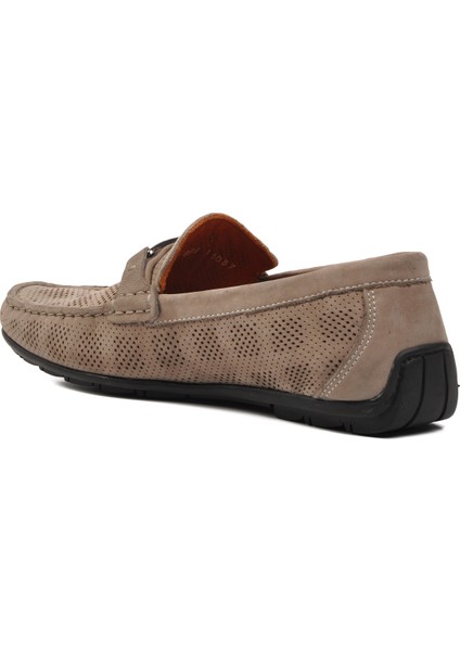 152-11087 Koyu Bej Deri Erkek Loafer Ayakkabı