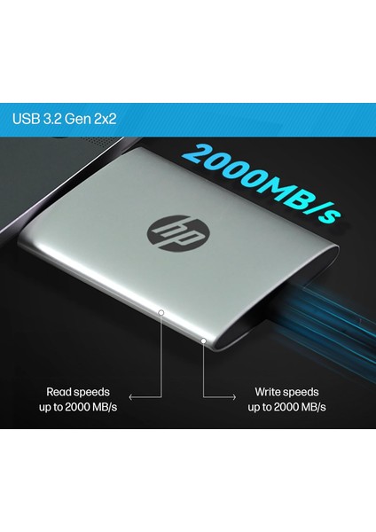 P900 2TB 2000MB/S-2000MB/S Type-C 3.2 Ps4-Ps5-Pc-Telefon-Tablet-Kamera Uyumlu External Taşınabilir SSD Gümüş - 7M697AA