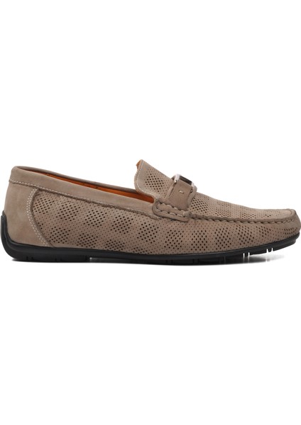 152-11087 Koyu Bej Deri Erkek Loafer Ayakkabı