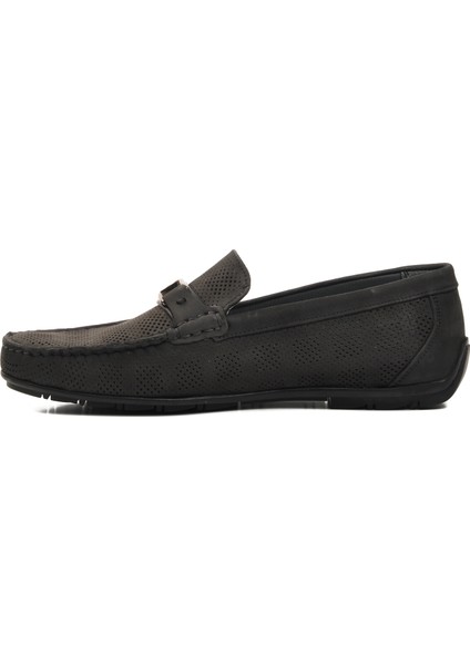 152-11087 Siyah Nubuk Deri Erkek Loafer Ayakkabı