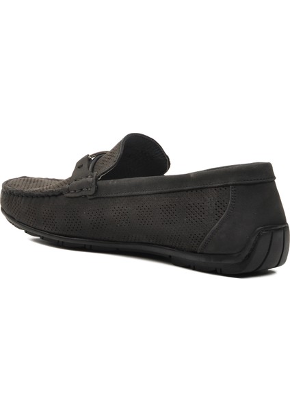 152-11087 Siyah Nubuk Deri Erkek Loafer Ayakkabı