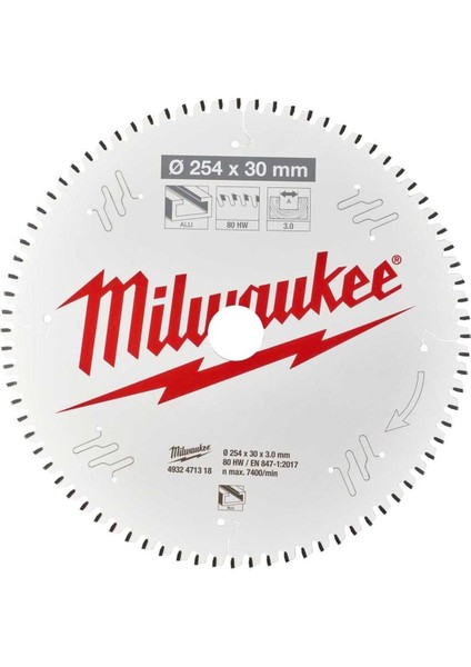 Daire Testere Alumınyum 254X30X3.0X80TFN-1'LI T4932471318