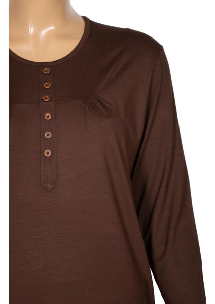 Cimariva Kadın Arsu Büyük Beden Robalı Süs Düğmeli Kahverengi Bluz fiyatları