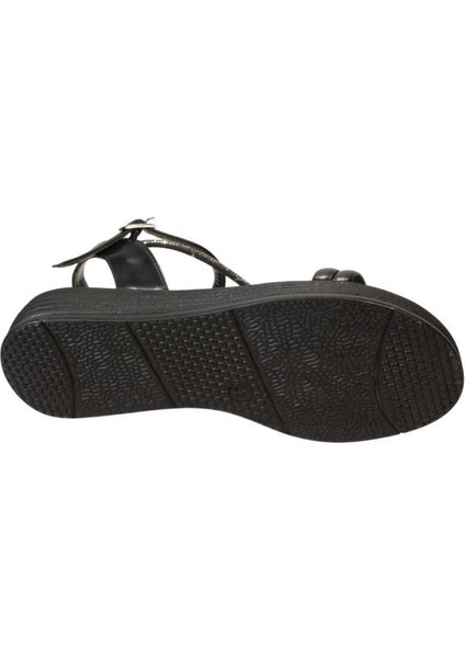 Yazkış Kadın Siyah Ten Cilt Çift Bantlı Üzeri Çapraz Taşlı 4cm Kalın Taban Sandalet fırsatları
