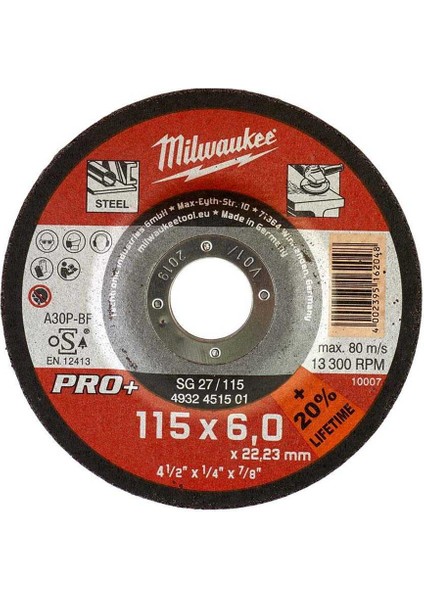 Taş Metal Taşlama Taşı 115X22X6 1 .adet T4932451501
