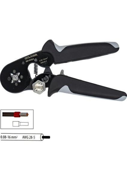 Kablo Yüksüğü Sıkma Pensesi/kare FORM(0.08-16MM²) E69-ESSQ/2