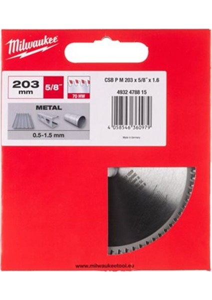 Metal Kesme Testere 203X15,87MM 70 Diş 4932478815