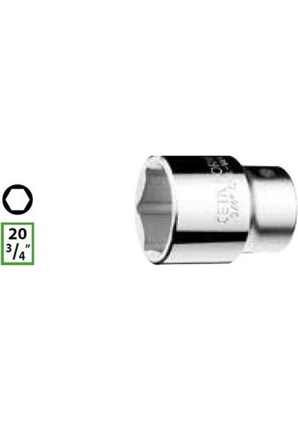 3/4"6 Köşe Lokma Anahtar-19 mm C32-H19