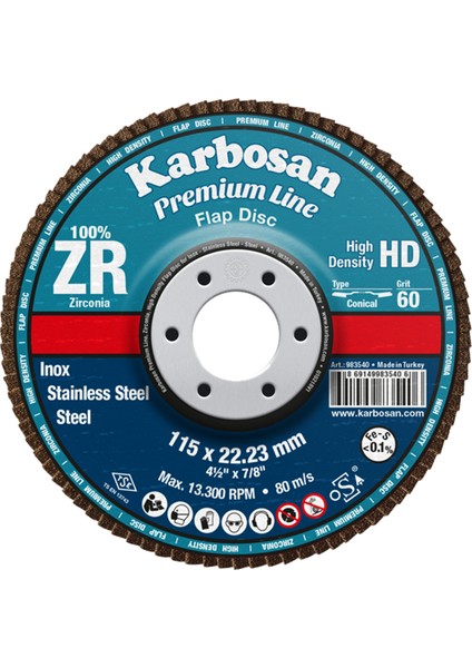 Flap Disk Zr ZXPR22 Hd 125 mm 80 Kum Konik 983705