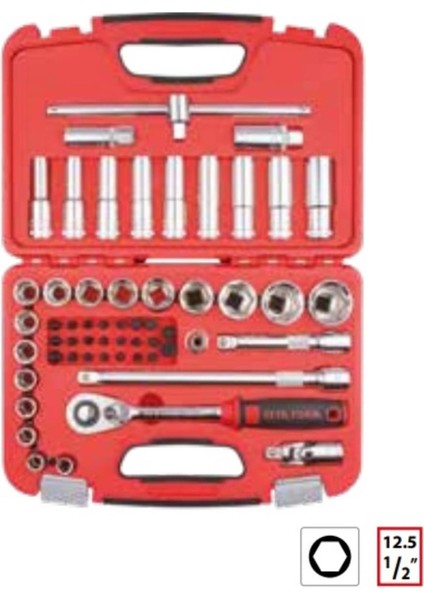56 Parça 1/2" 6 Köşe Lokma Takımı C20-56PH2