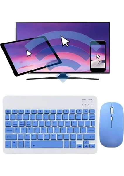 Alfa MEC Apple iPad Pro 13 2024 Uyumlu Kablosuz Bluetooth Klavye+Mouse Set