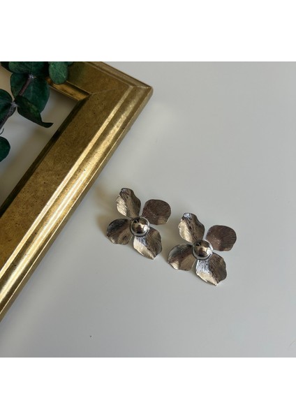 Silver Çiçek Küpe