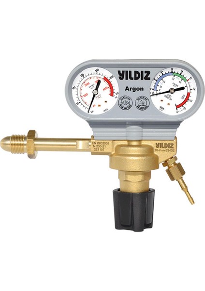 Argon Basınç Düşürücü G 5/8'' Dış Manometreli 21 L/min 5340S