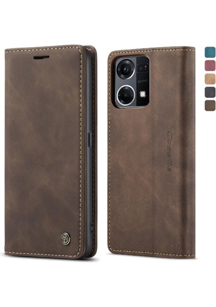 Oppo Oppo 7 4g Için Flip Case Vintage Pu Deri Cüzdan Manyetik Kapatma (Yurt Dışından)