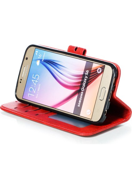 Samsung Galaxy S6 Kabartmalı Kickstand Kart Tutucu Kapatma Için Cüzdan Kılıf (Yurt Dışından)