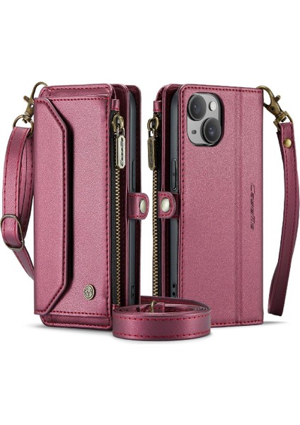 Iphone 15 Için Crossbody Durumda Artı Durumda Cüzdan Kart Tutucu Cüzdan Kılıf Için (Yurt Dışından)