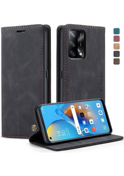 Oppo A74 4g Için Flip CASE/A95 4g Vintage Pu Deri Cüzdan Kılıf Kart Yuvası (Yurt Dışından)