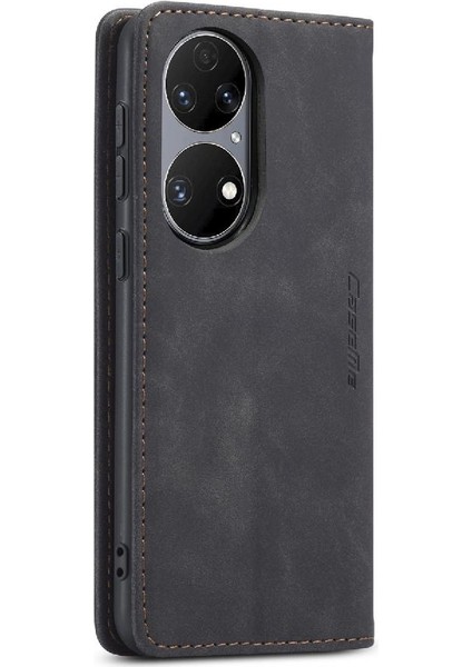 Huawei P50 Manyetik Kapatma Darbeye Vintage Pu Deri Için Flip Case (Yurt Dışından)