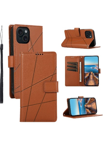 Iphone 15 Için Flip Case Üç Kart Yuvaları Darbeye Kickstand Şok (Yurt Dışından)
