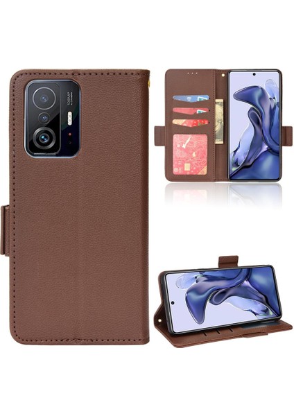 Xiaomi 11T/11T Pro Manyetik Cüzdan Yan Toka Kart Yuvaları Tutucu (Yurt Dışından)