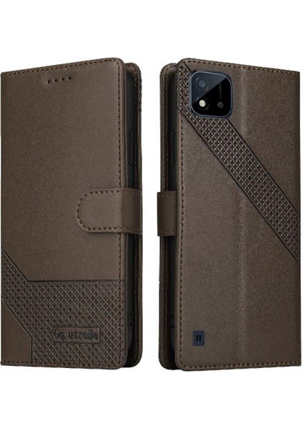 Realme C20 Premium Deri Darbeye Üç Kart Yuvaları 4 Için Flip Case (Yurt Dışından)