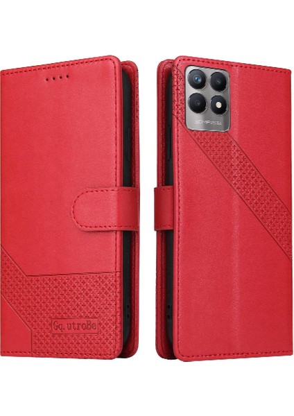 Realme 8i Kickstand Üç Kart Yuvaları 4 Köşe Koruma Için Flip Case (Yurt Dışından)