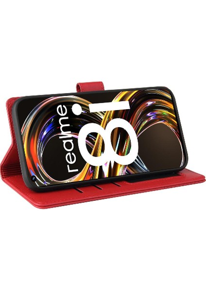 Realme 8i Kickstand Üç Kart Yuvaları 4 Köşe Koruma Için Flip Case (Yurt Dışından) fırsatları