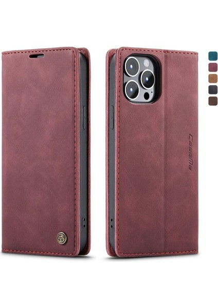 Iphone 14 Için Flip Case Pro Max Vintage Pu Deri Cüzdan Manyetik Kapatma (Yurt Dışından)